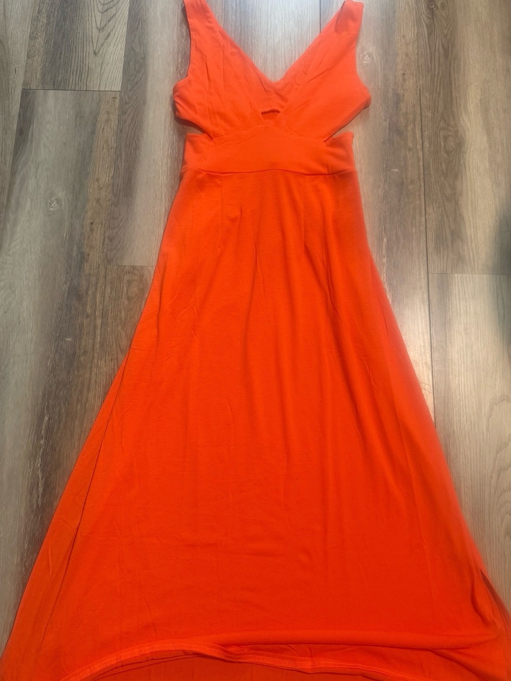 Women's V-Neck Orange Maxi Dress